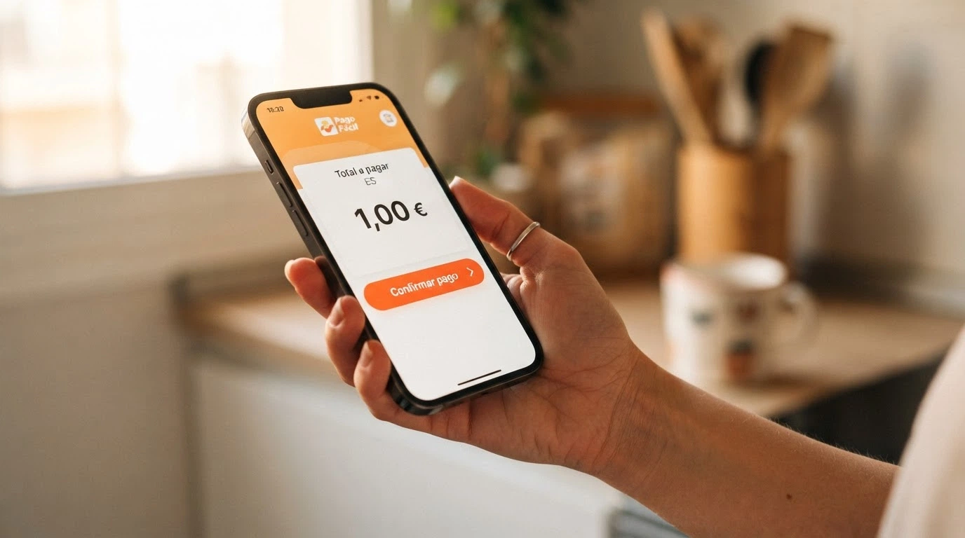 teléfono móvil mostrando la aplicación de Bizum con una transacción de 1 euro dirigida a un casino online español