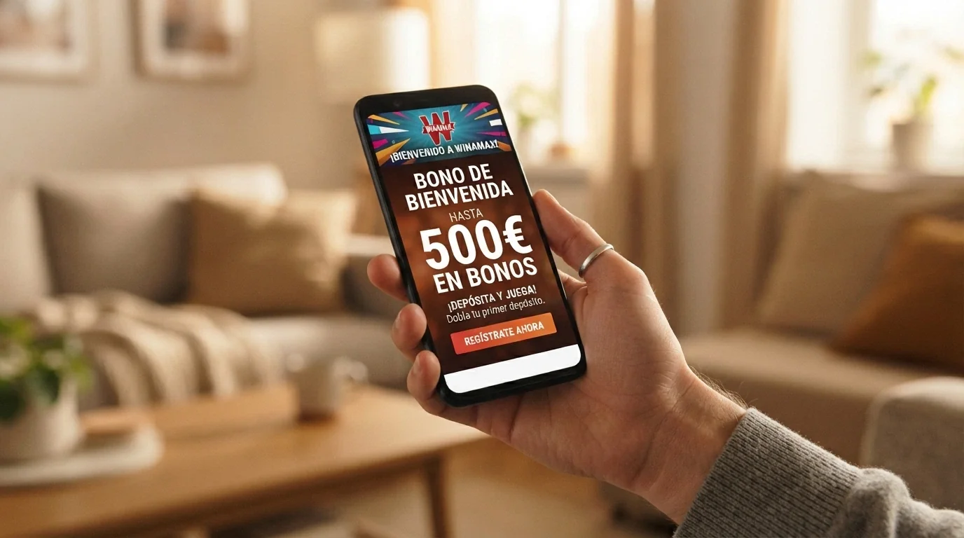 Pantalla de bienvenida de un casino español con la oferta de bono de registro sin depósito