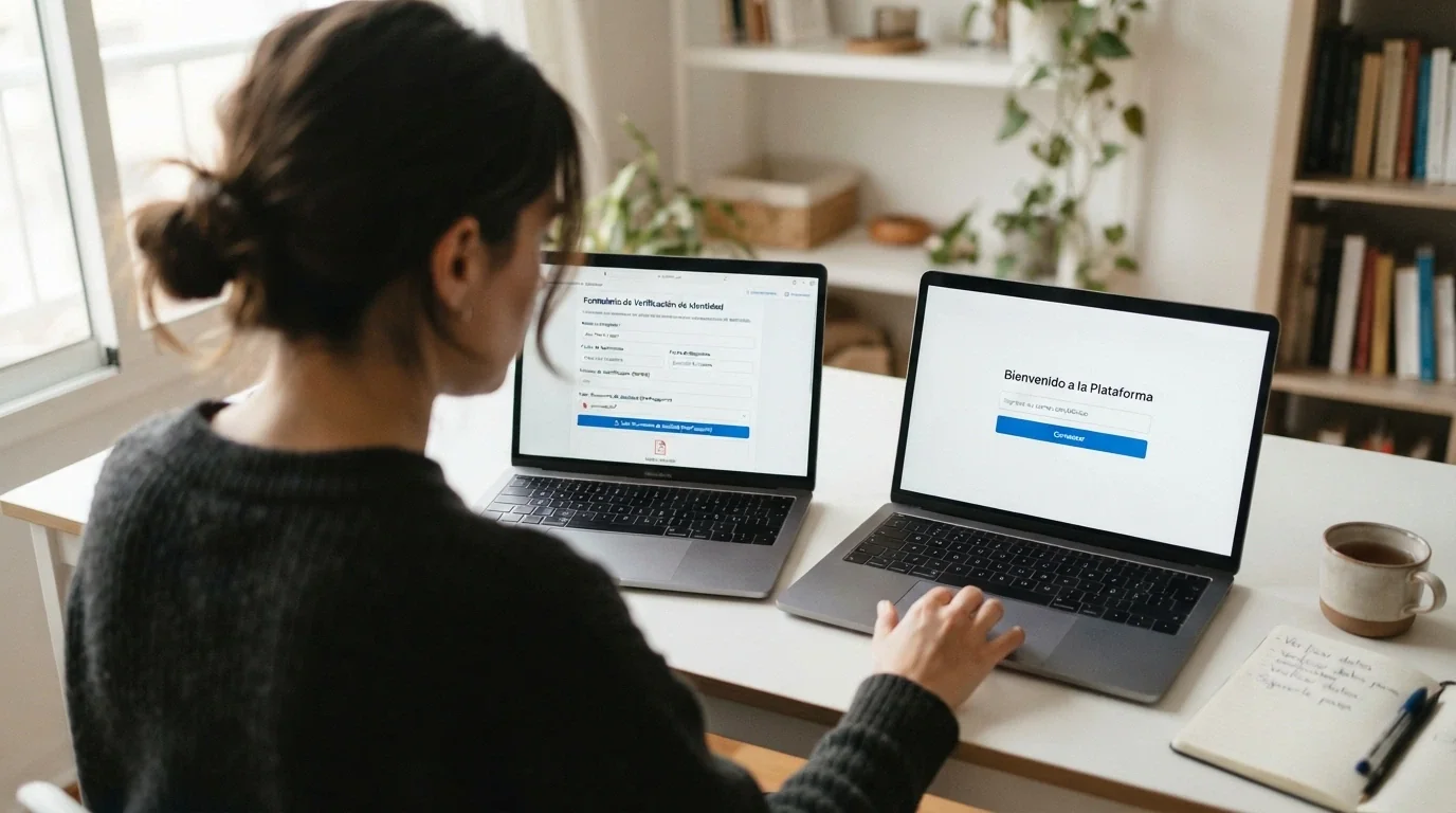 Dos pantallas contrapuestas: el flujo de registro con verificación de identidad de un operador DGOJ frente al registro con solo email de un casino sin KYC
