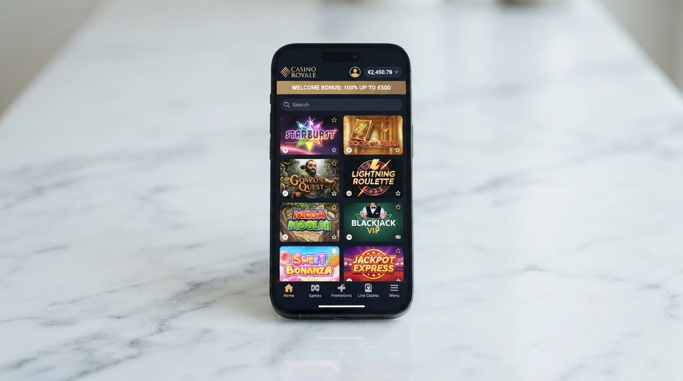 Teléfono móvil mostrando una interfaz de casino online adaptable