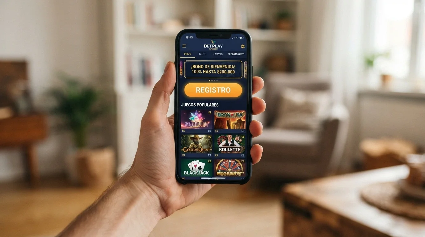 Interfaz moderna de un casino online con diseño actual y sección de registro