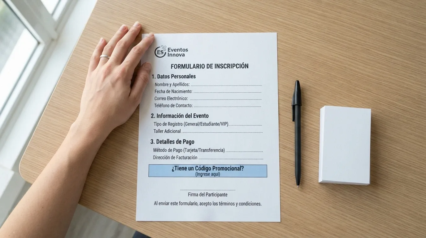 Formulario de registro de un casino online con el apartado de código promocional señalado