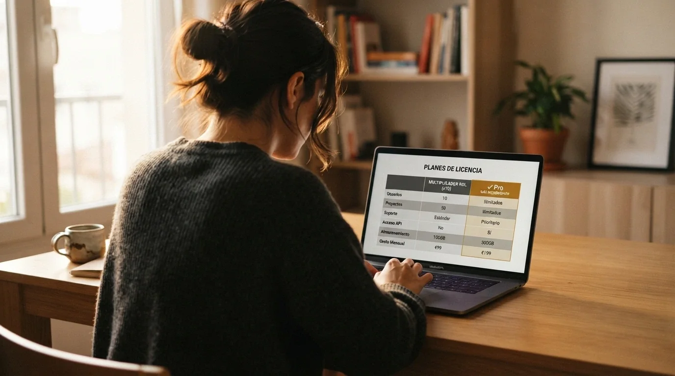 Un jugador ante una pantalla con la tabla comparativa de operadores, marcando las dos columnas clave: rollover y licencia DGOJ