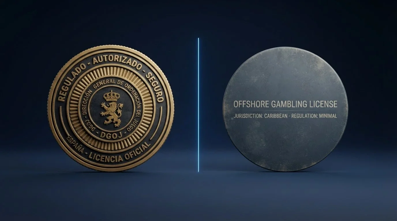 Comparativa visual entre los dos sistemas regulatorios: el sello DGOJ frente a una licencia offshore de Anjouan