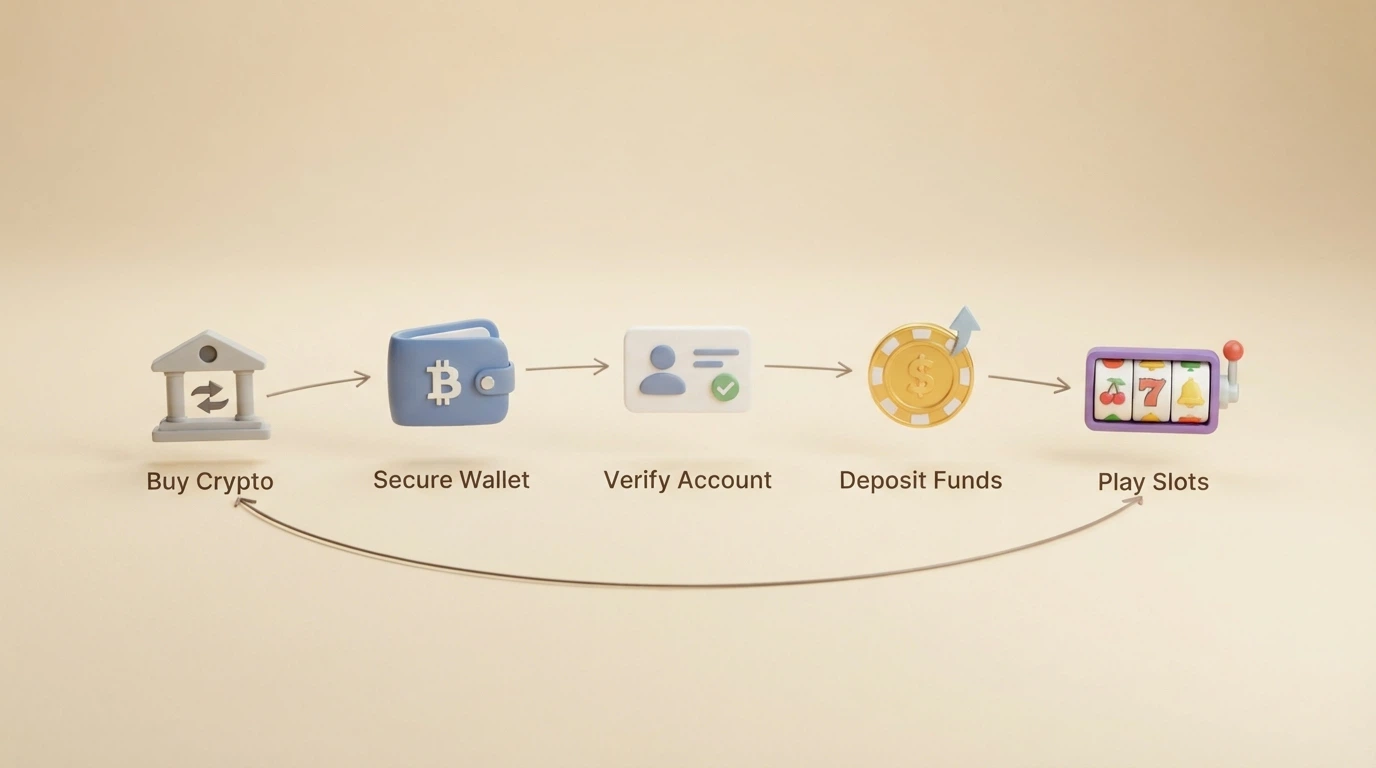 Paso a paso visual desde la compra de BNB en un exchange hasta el saldo en el casino