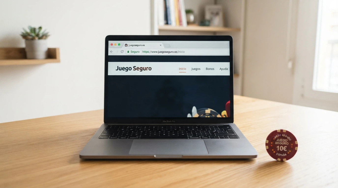 El logotipo de la DGOJ junto a un documento oficial y un dominio .es en la barra de navegación