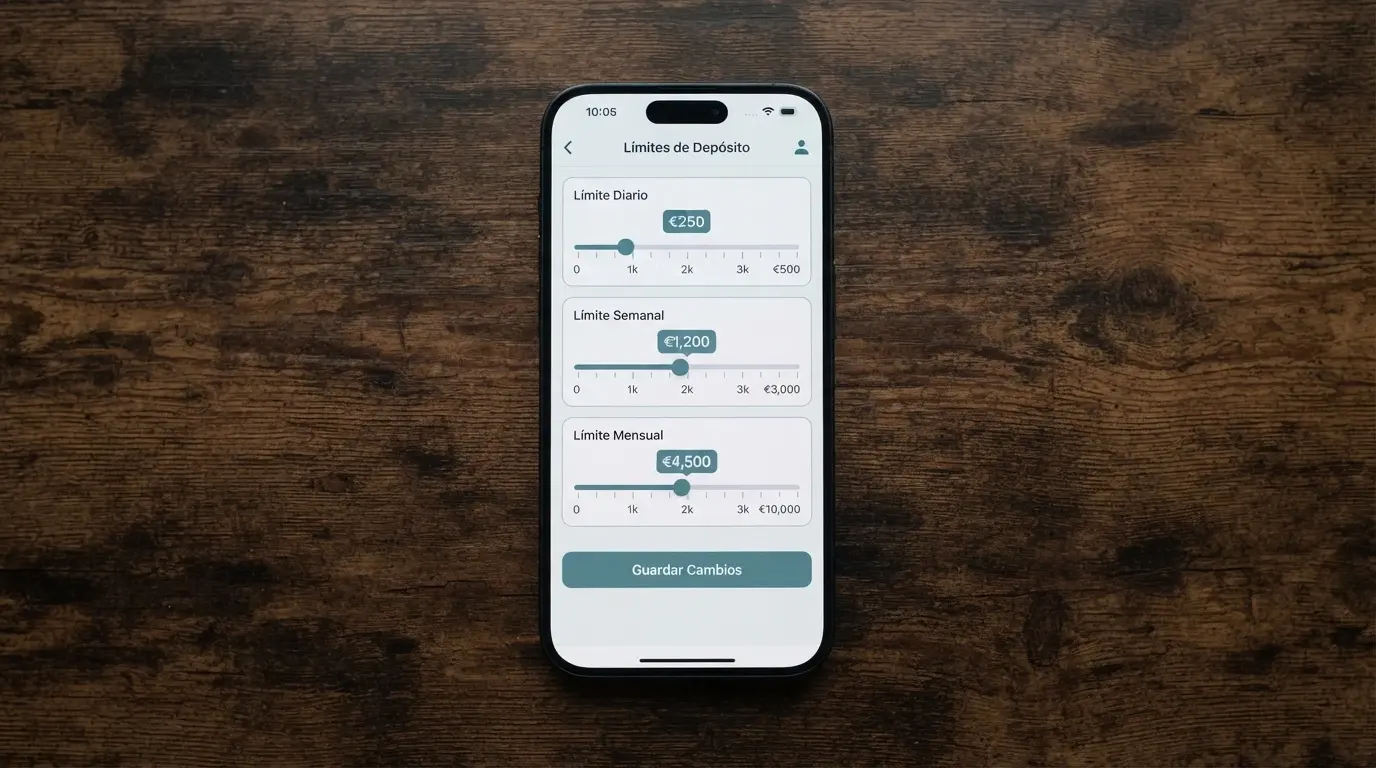 Panel de configuración de límites de depósito en la cuenta de un operador con licencia DGOJ