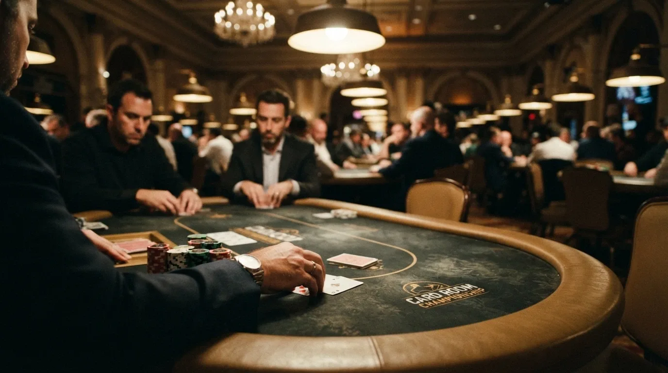 Sala de poker del Casino Barcelona con jugadores en pleno torneo