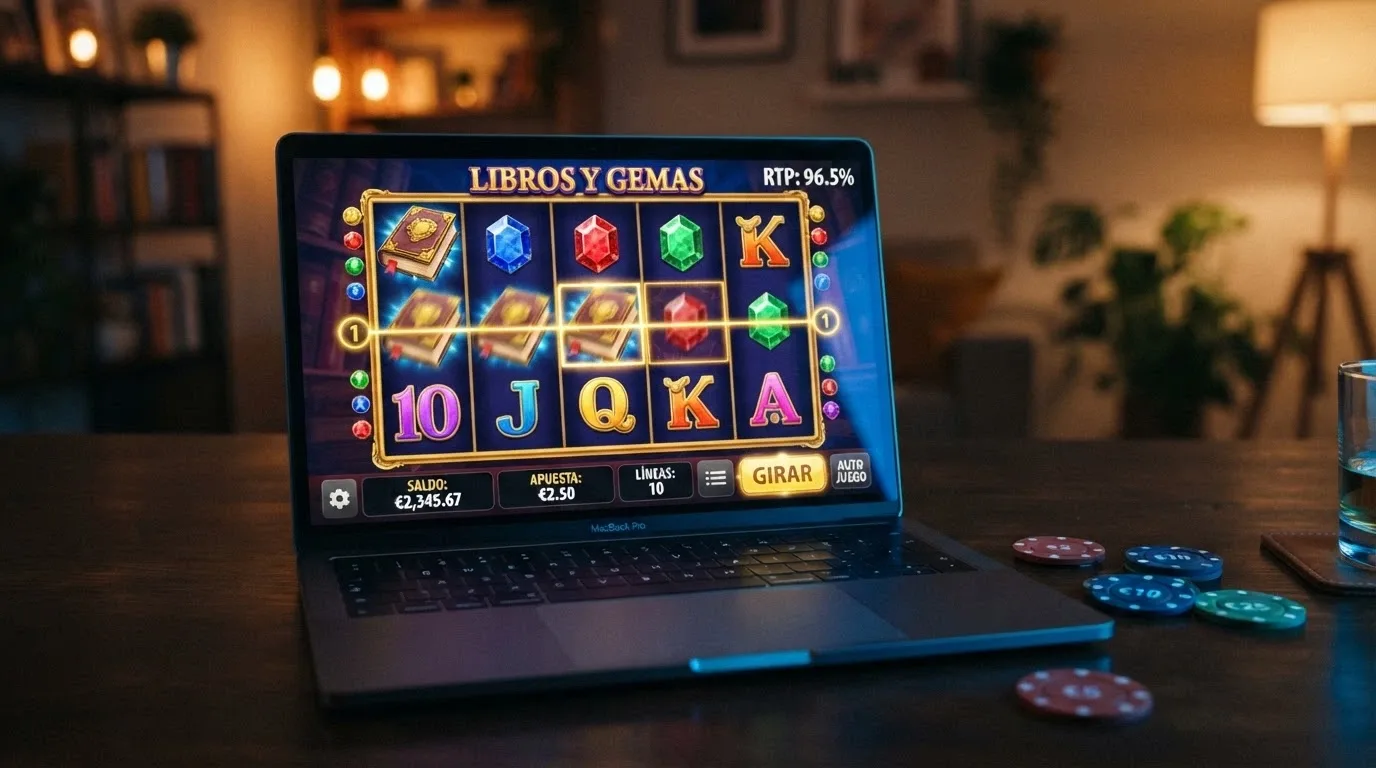 Pantalla de una tragaperras online colorida con el porcentaje de RTP visible en la interfaz y monedas ADA superpuestas