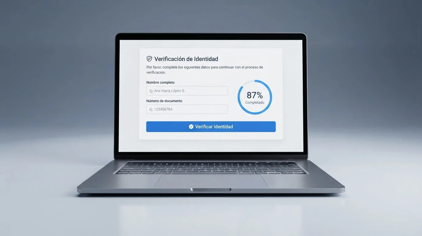 Pantalla del sistema de verificación de identidad de un operador con licencia DGOJ, con campos de documento y datos personales
